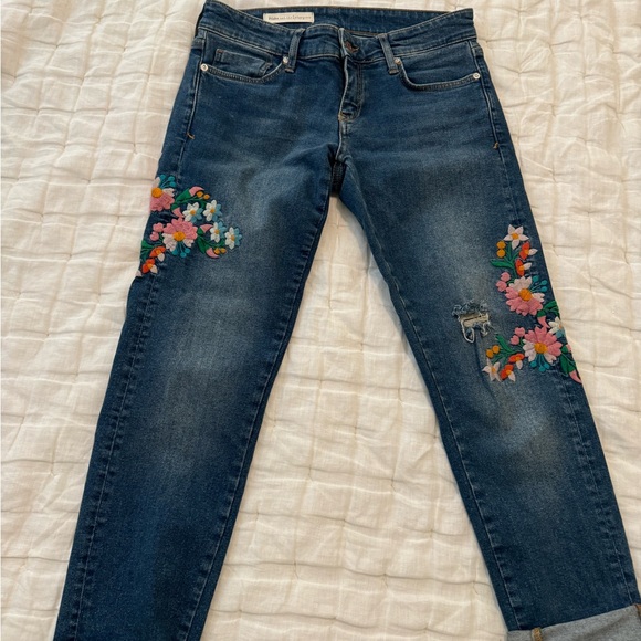 Anthropologie Low rise Floral Embroidered Women's Jeans - Picture 1 of 4